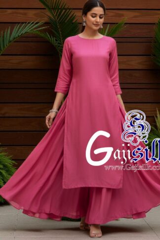 Pink Plain Sharara Gaji Silk