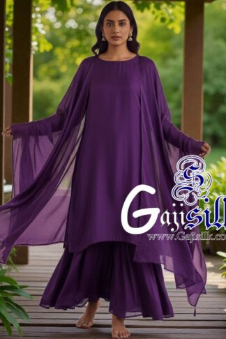Purple Plain Sharara Gaji Silk