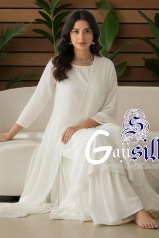 White Plain Sharara Gaji Silk
