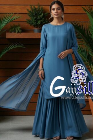 Sky Plain Sharara Gaji Silk