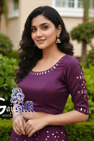 Wine Handwork Blouse Kutchi Mirror Work Gaji Silk