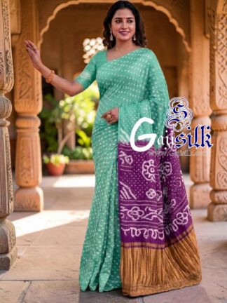 Sea Magenta Rai Dano Bandhani Saree in Pure Gaji Silk