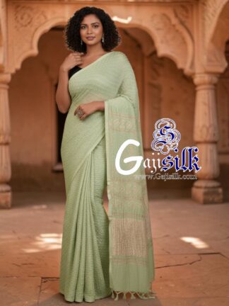 Saga Green Rai Dano Bandhani Saree in Pure Gaji Silk
