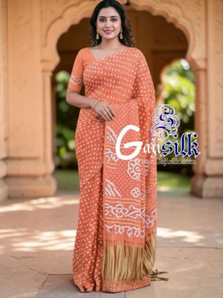 Pitch Rai Dano Bandhani Saree in Pure Gaji Silk