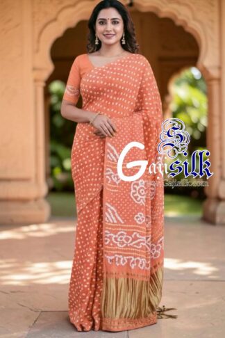 Pitch Rai Dano Bandhani Saree in Pure Gaji Silk