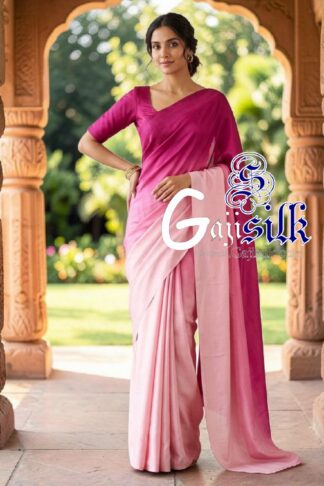 Rani Baby Ombre Plain Saree Ultra-Lightweight in Pure Gaji Silk